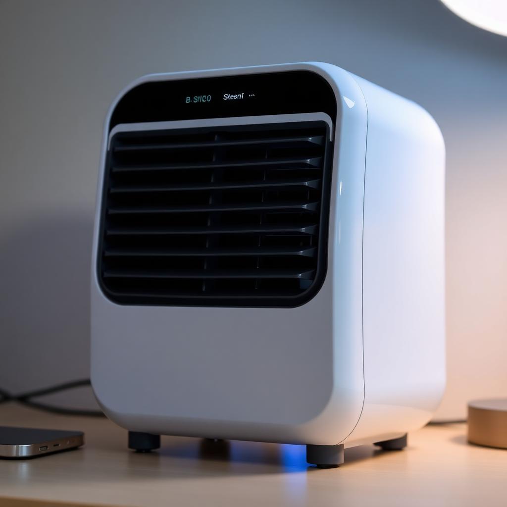 Close up of Qinux BreezaMax Portable AC unit